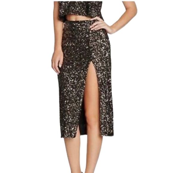 Dress The Population Alessandra Sequin Midi Skirt Sz Medium - Picture 1 of 11